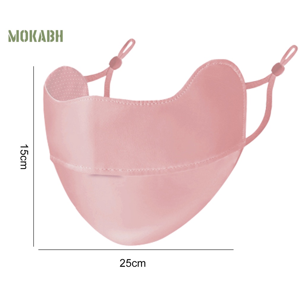 Khẩu Trang Chống Nắng Thoáng Khí Thoải Mái Bằng Lụa Lạnh Màu Trơn Che Phủ Tai