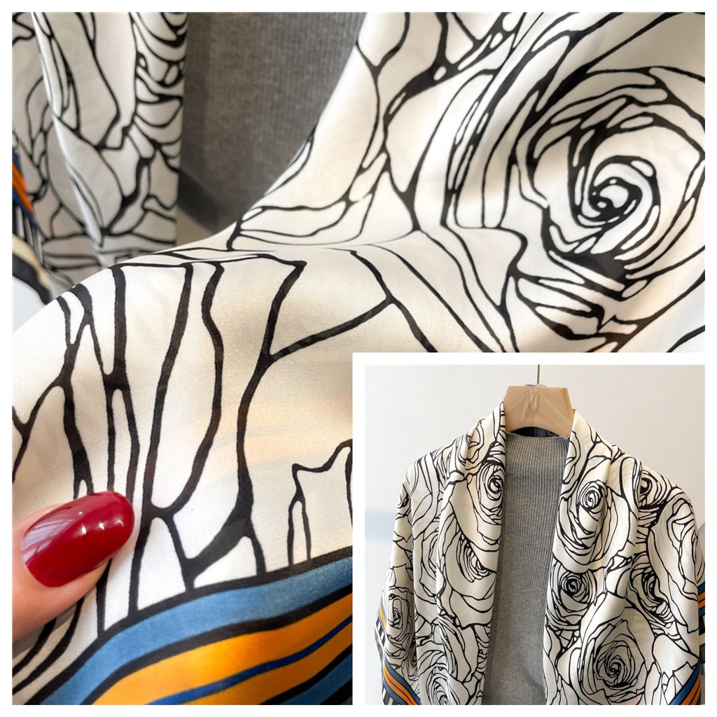 Khăn Choàng Lụa Satin Vuông Cỡ Lớn 110cm Chống Nắng Dễ Phối Đồ Thời Trang Mùa Hè Cho Nữ Sự Bảo Vệ