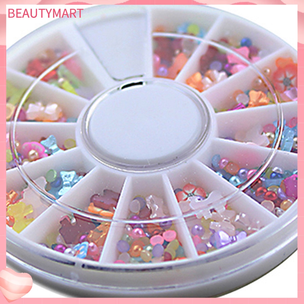 Set 500 Hạt Ngọc Trai Tròn Dẹt Đính Trang Trí Móng Tay DIY