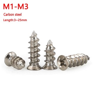 Vít đầu dẹt chữ thập bằng thép mạ niken m1 m1.2 m1.4 m1.7 m2 m2.6 m3 m3.5 m4 micro phillips