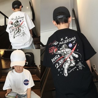 Áo Thun 100% Cotton Tay Ngắn Cổ Tròn Dáng Rộng In Hình Thời Trang Cho Bé 2-14 Tuổi