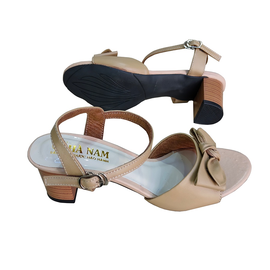 Giày Sandal nữ cao gót 6cm HÀ NAM thời trang da bò thật cao cấp DNU2164