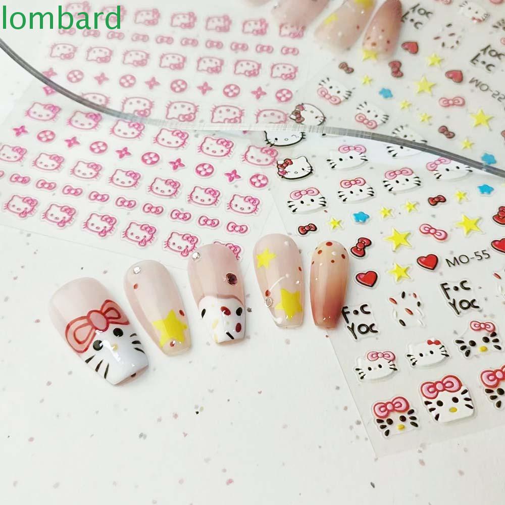 Miếng Dán Trang Trí Móng Tay Tự Dính Hình Mèo Kitty Đáng Yêu Thời Trang