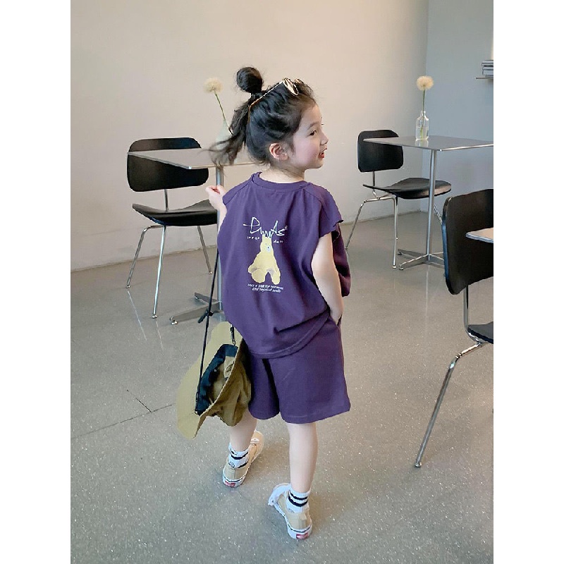 Bộ Đồ Áo Không Tay Dáng Rộng Thời Trang Mùa Hè Phong Cách Hàn Quốc Dành Cho Bé Gái