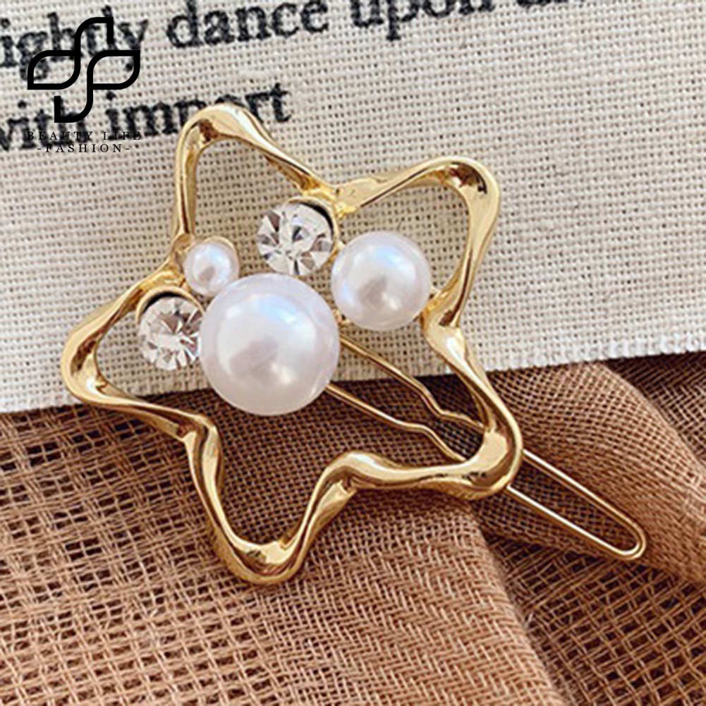 Kẹp Tóc Họa Tiết Hình Học Đính Ngọc Trai Giả Thời Trang Cho Nữ