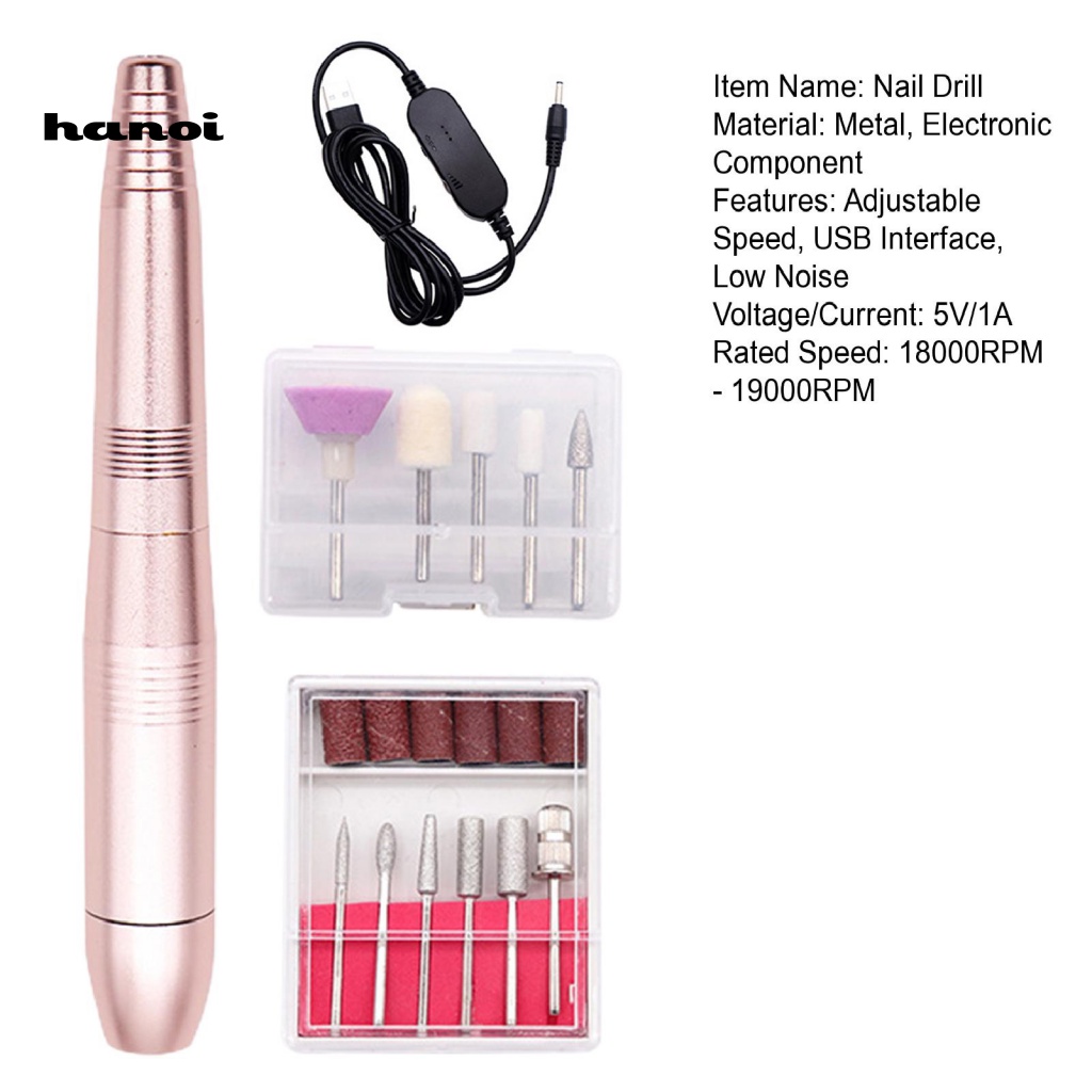 1 Bộ Máy Khoan Móng Tay 18000RPM-19000RPM Giao Diện USB Tiếng Ồn Thấp 5V / 1A Chuyên Dụng Cho Salon