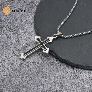 MKEB chuyền thép không gỉ trang trí mặt hình thánh giá nhiều màu thời trang dành cho nam