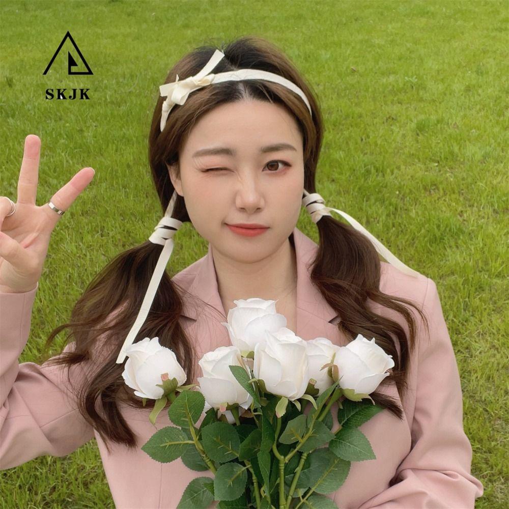 Cài Tóc Nơ Dài Họa Tiết Kẻ Ô Lưới Đính Tua Rua Chống Trượt Phong Cách Hàn Quốc Mới Cho Cô Dâu