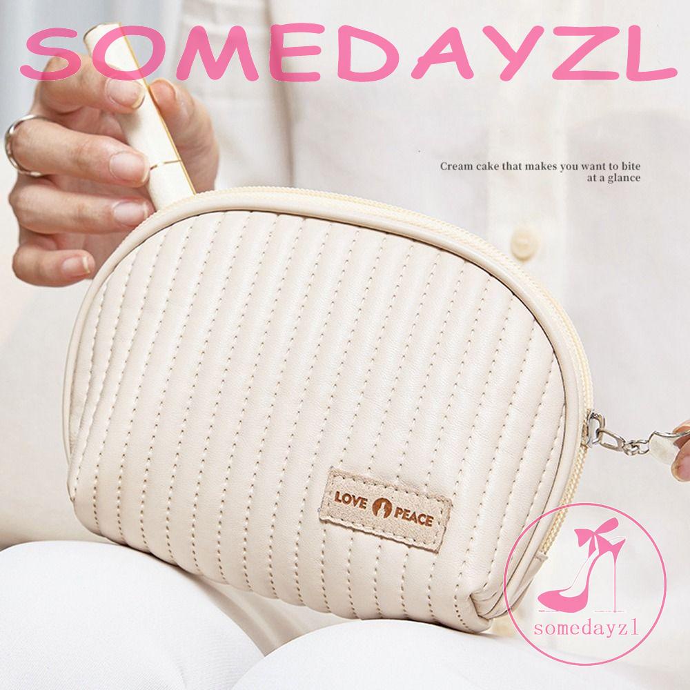 Túi Đựng Mỹ Phẩm Da PU Có Khóa Kéo Hình Vỏ Sò Thời Trang Cho Nữ