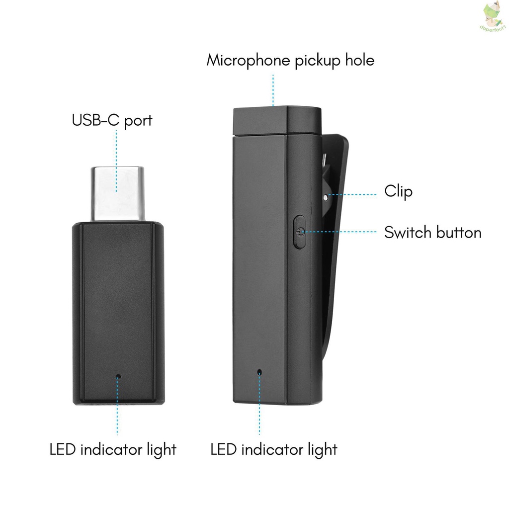 Mini Clip-on Microphone System withTransmitter Receiver Omnidirectional Smart Noise-Reduction Mic with Charging Case Rep   Came-6.5