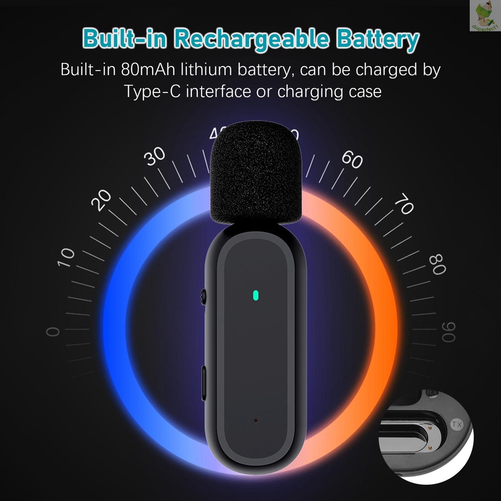 Portable One-trigger-One Wireless Clip-on Microphone System Video Recording Mic 20M Transmission Range Built-in Battery    Came-6.5