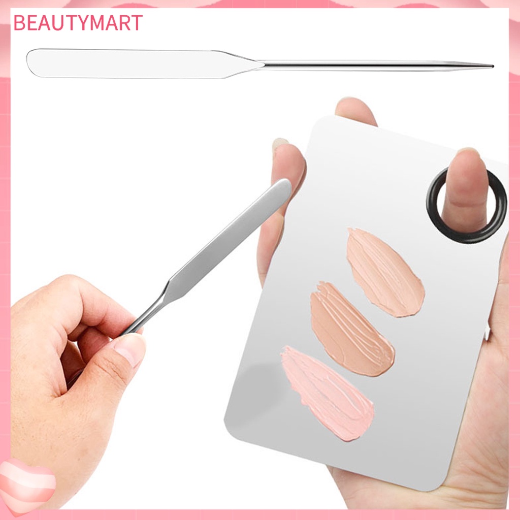 Bộ 3 Cây Trộn Màu Trang Điểm Móng Tay Bằng Thép Không Gỉ Với Tấm Da Giả Hai Đầu Xiên Tròn