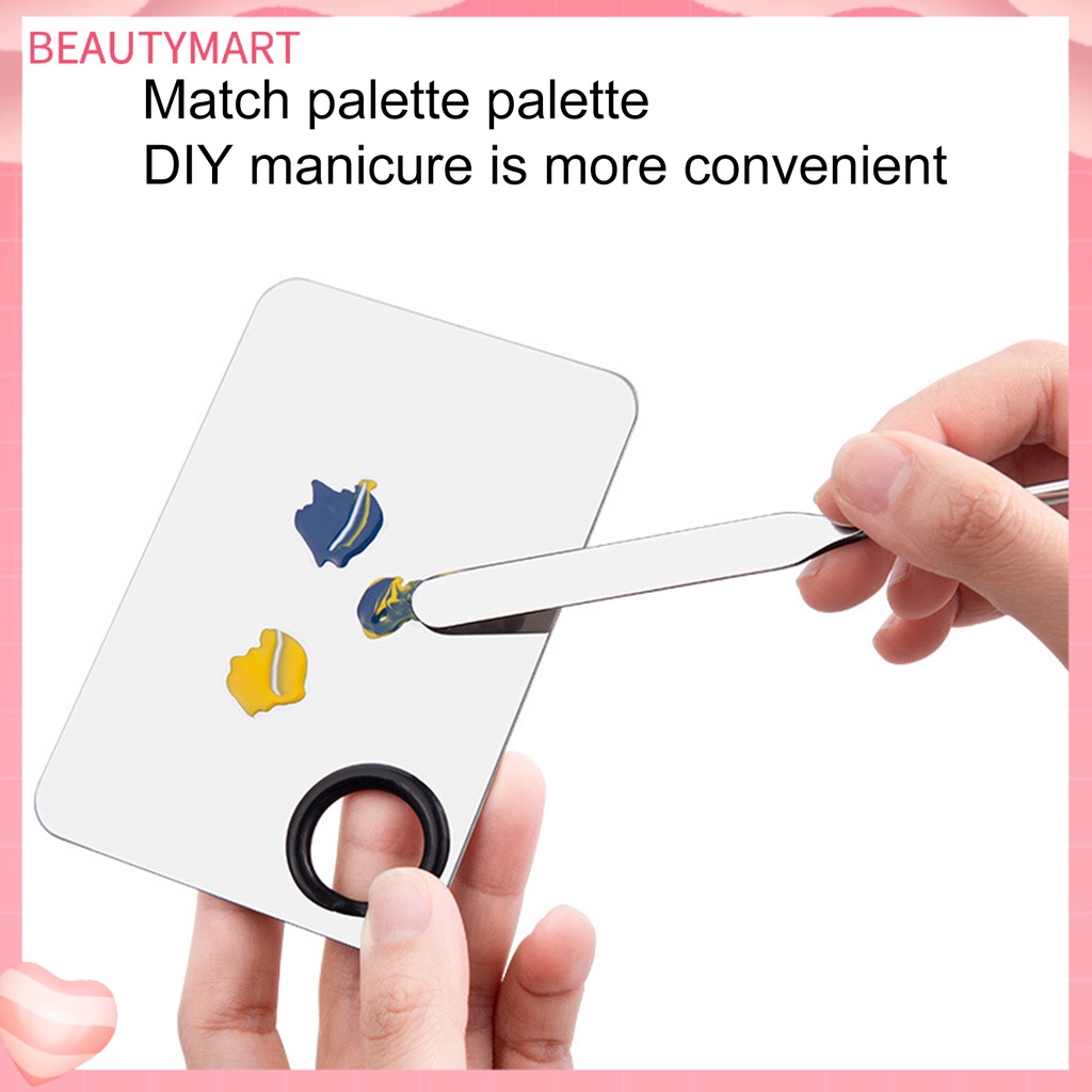 Bộ 3 Cây Trộn Màu Trang Điểm Móng Tay Bằng Thép Không Gỉ Với Tấm Da Giả Hai Đầu Xiên Tròn