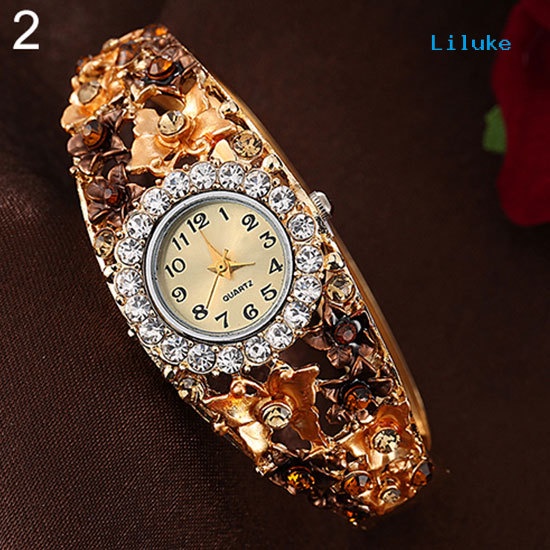 Đồng Hồ Đeo Tay Nữ Mặt Tròn Họa Tiết Hoa Và Bướm Thời Trang