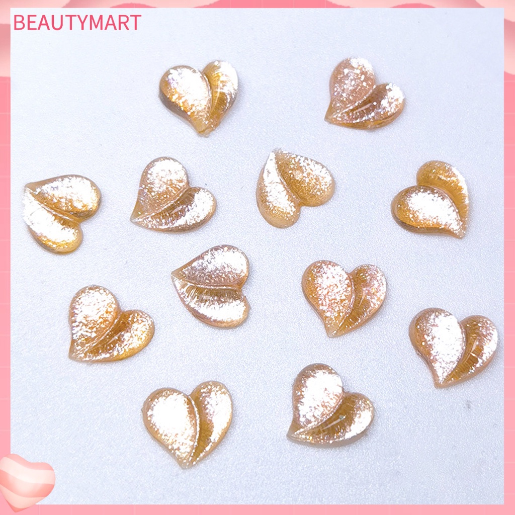 Bộ 50 Phụ Kiện Trang Trí Móng Tay Hình Trái Tim 3D Xinh Xắn