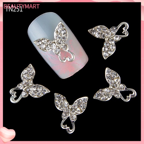 Set 10 Phụ Kiện Trang Trí Móng Tay Hình Bướm 3D Bằng Hợp Kim DIY