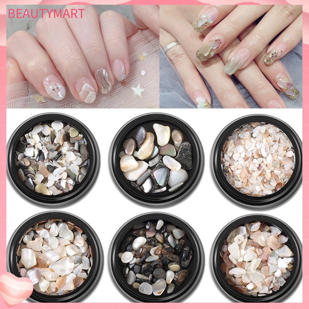 Set 2 Hộp Đá Vỏ Sò Trang Trí Móng Tay Nghệ Thuật