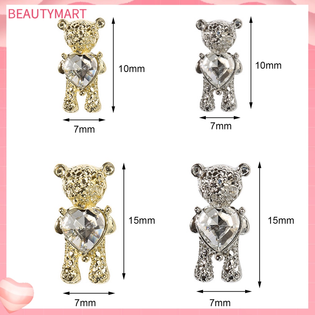 Túi 20 Phụ Kiện Trang Trí Móng Tay Hình Gấu 3D Bằng Hợp Kim Dễ Thương DIY