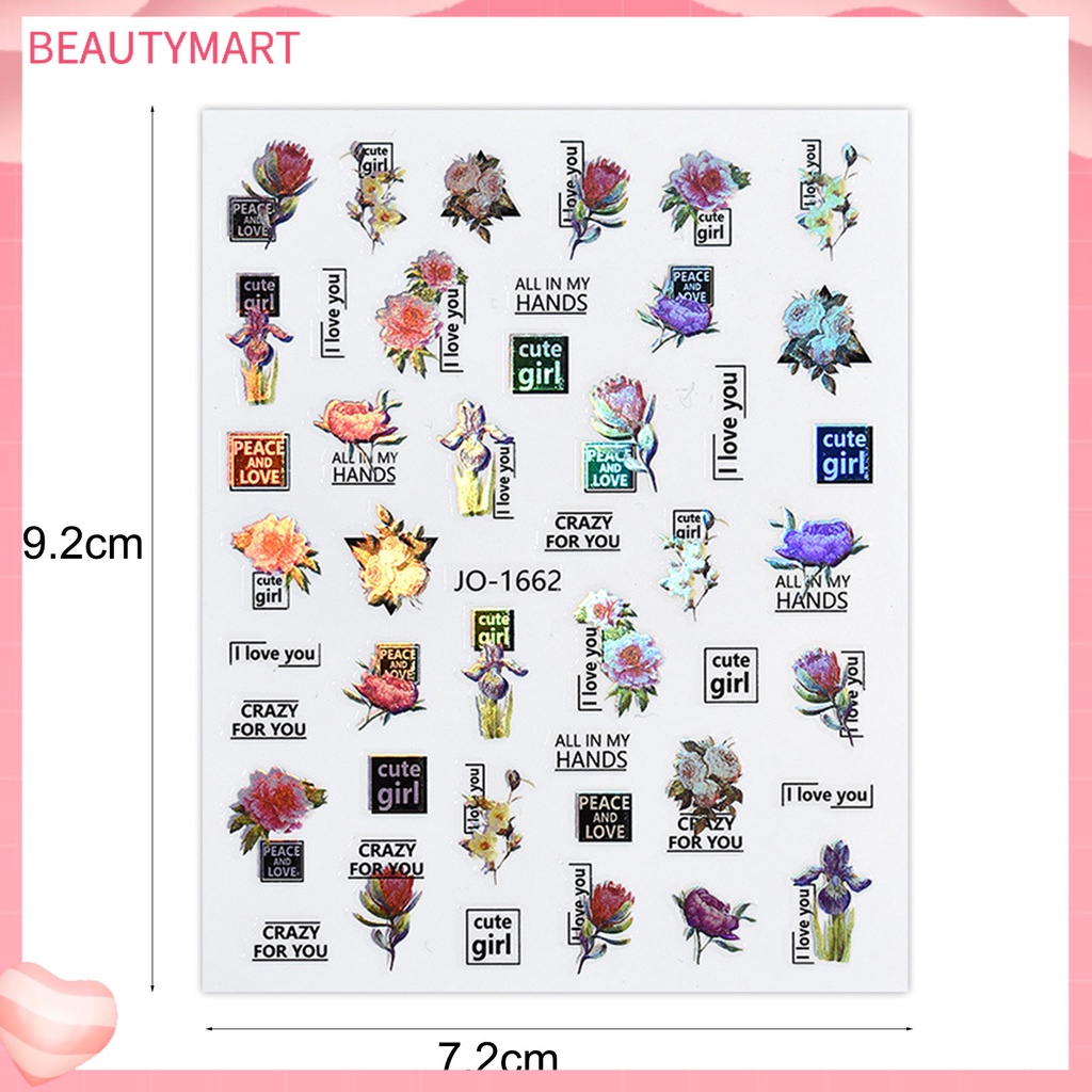Miếng Dán Móng Tay Hình Hoa Lấp Lánh Nhiều Kiểu Tự Dính Chống Thấm Nước