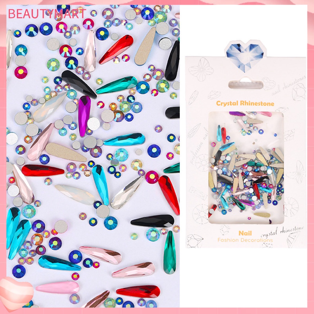 1 Túi Phụ Kiện Trang Trí Móng Tay Hiệu Ứng Kính 3D Nhiều Màu Sắc Lấp Lánh Dễ Sử Dụng