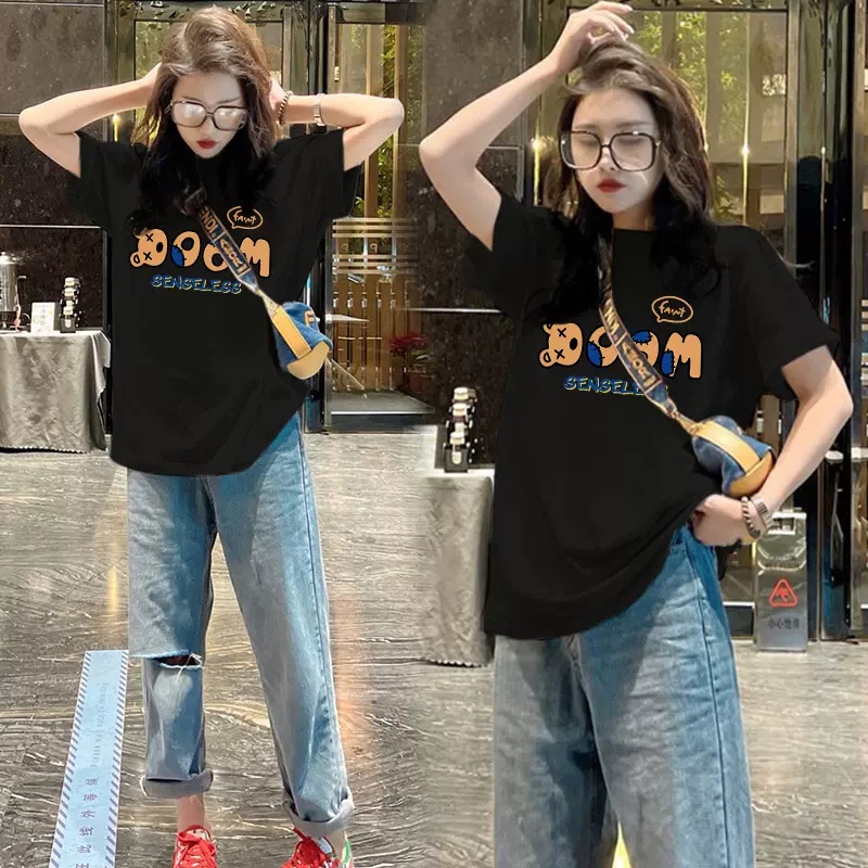 Áo thun PEWARN tay ngắn dáng rộng phong cách Hàn Quốc đơn giản thời trang mùa hè cho nữ