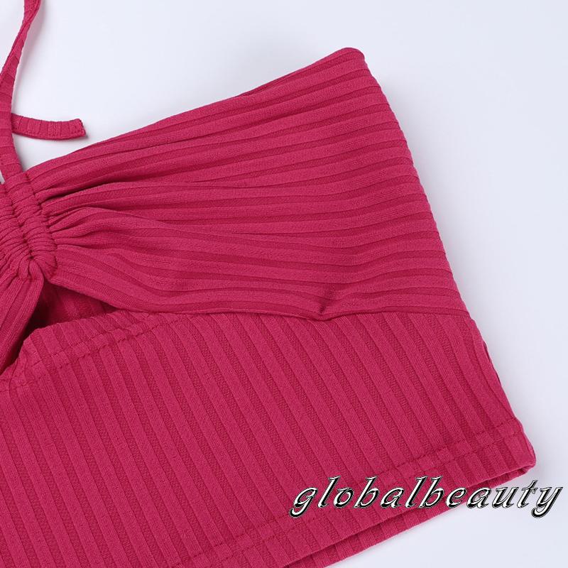 Áo Croptop Dệt Kim Hai Dây Màu Trơn Thời Trang Mùa Hè Dành Cho Nữ