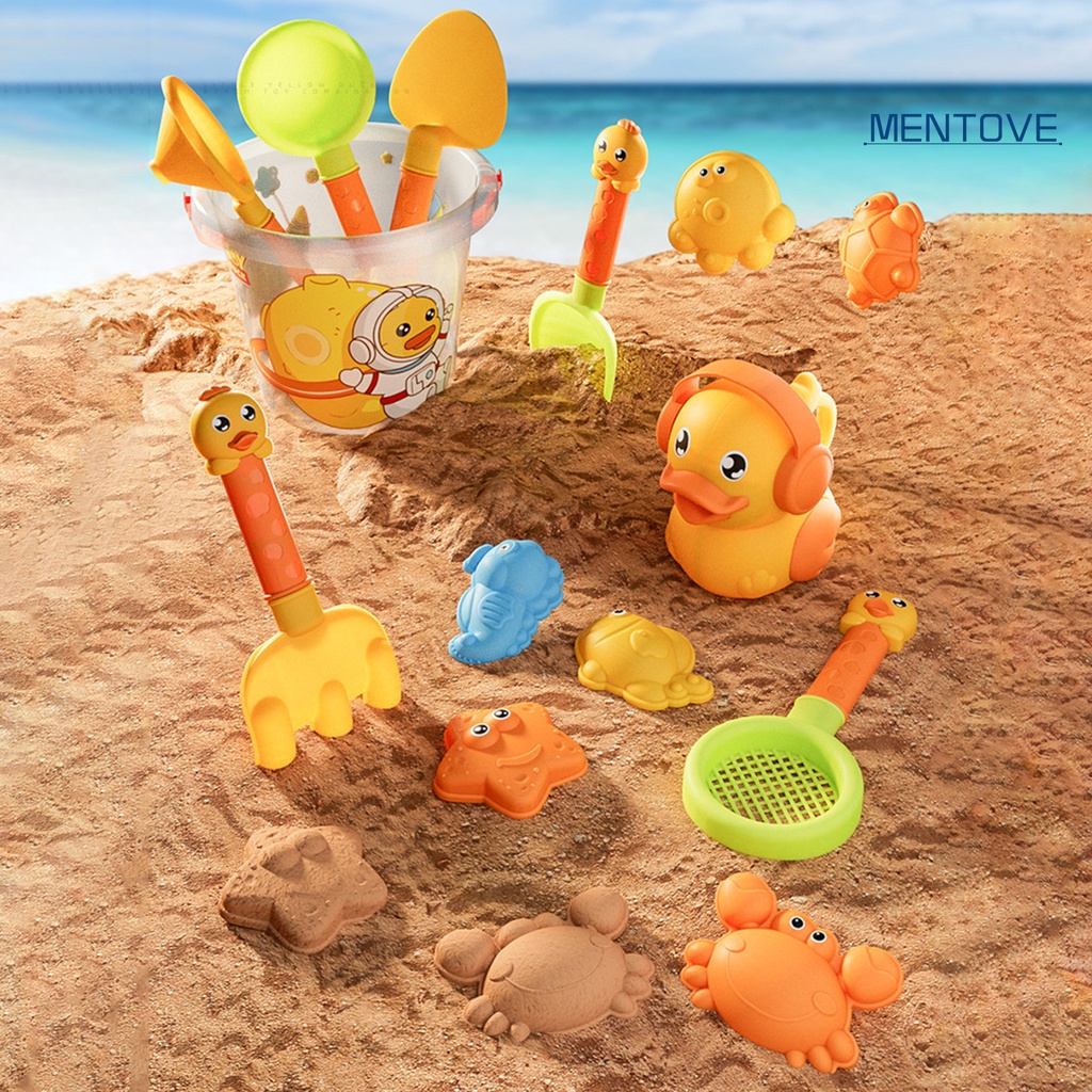 Set 14 Dụng Cụ Đào Cát Hình Chú Vịt Hoạt Hình Có Thể Tái Sử Dụng