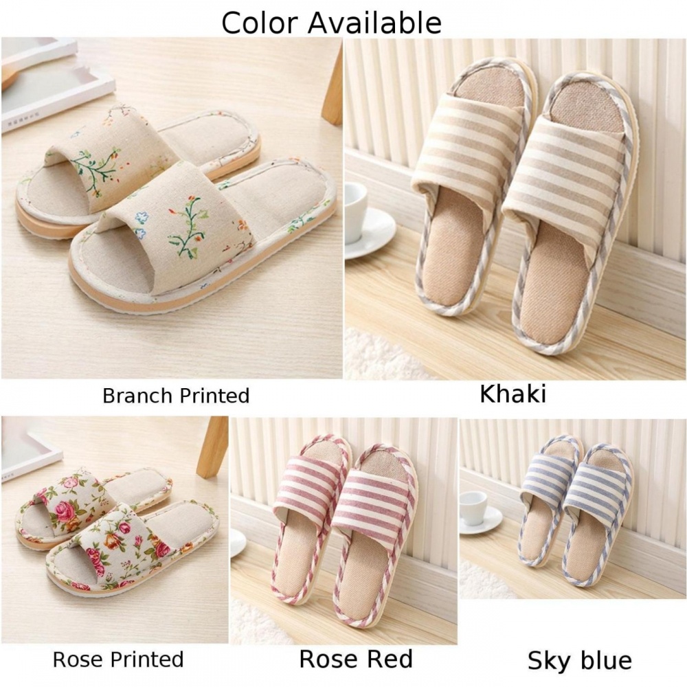 Dép Đi Trong Nhà Đế Bằng Chất Liệu Cotton Lanh Thoáng Khí Thoải Mái Phong Cách Retro Cho