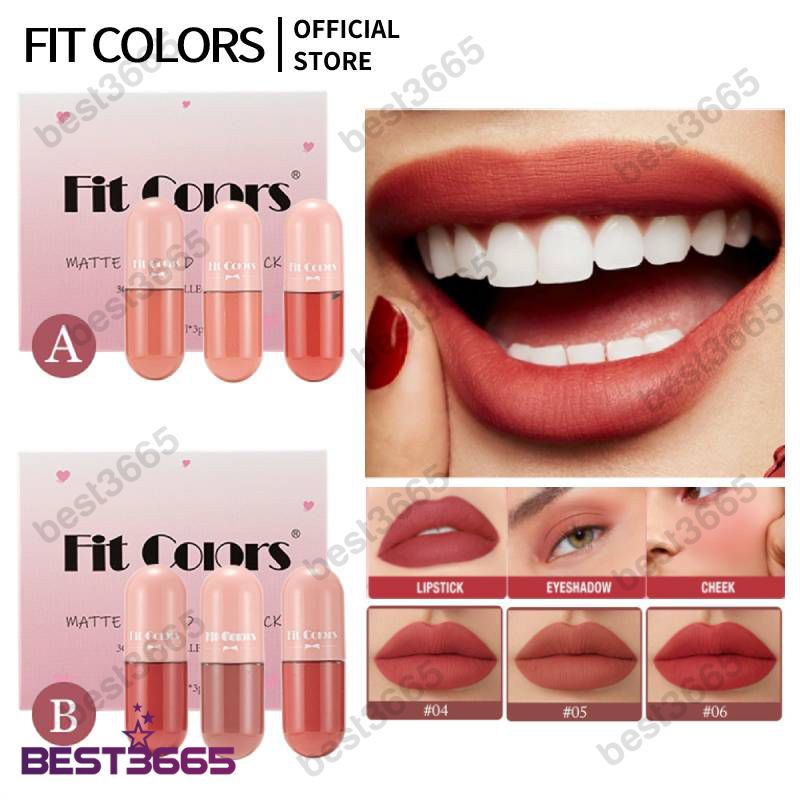 Phù hợp với màu sắc Matte Liptint thiết lập dài mặc không thấm nước mini Son môi lỏng Kit cao sắc tố môi trang điểm 3 cái/bộ • best3665