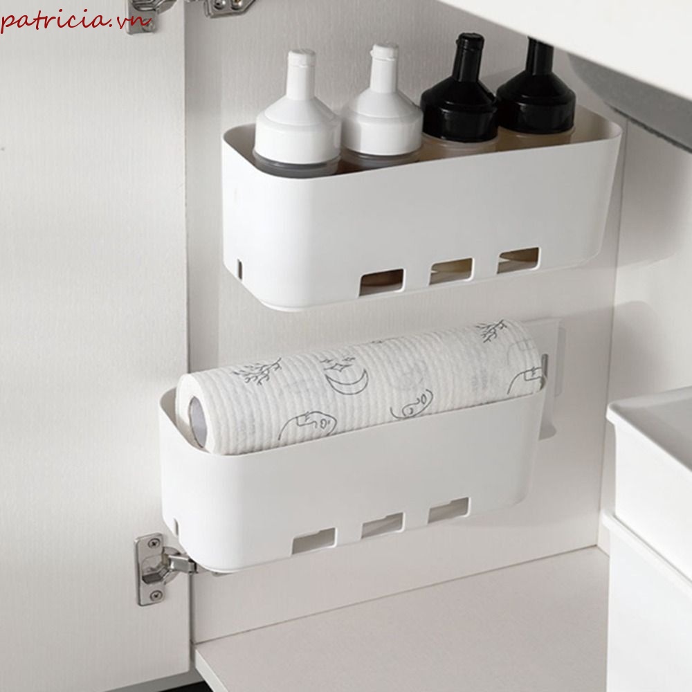 1 Kệ Nhựa Dạng Đẩy Gắn Tường Đựng Đồ Dùng Nhà Bếp / Phòng Tắm