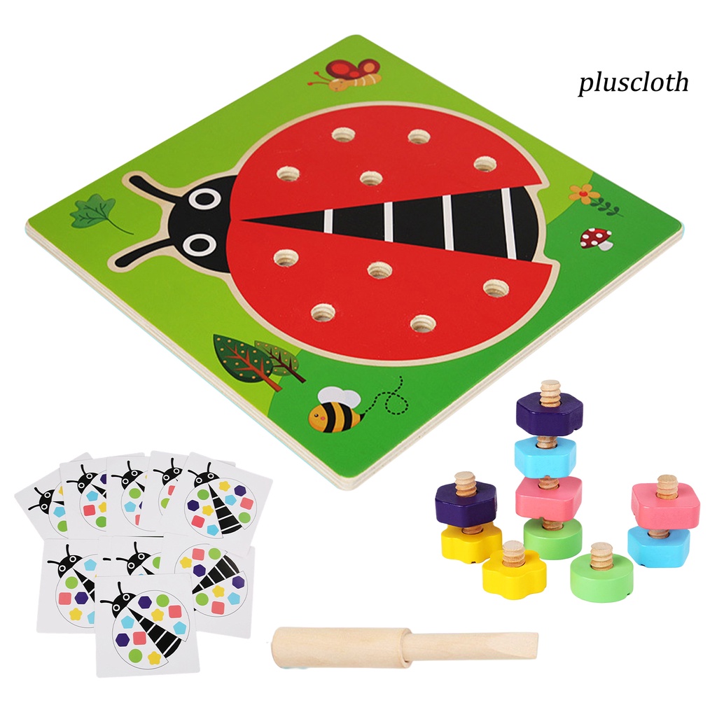 1 Cặp Đai Ốc Giải Trí Viền Mịn Kèm Đĩa Lót Bằng Gỗ Dành Cho Trẻ Em