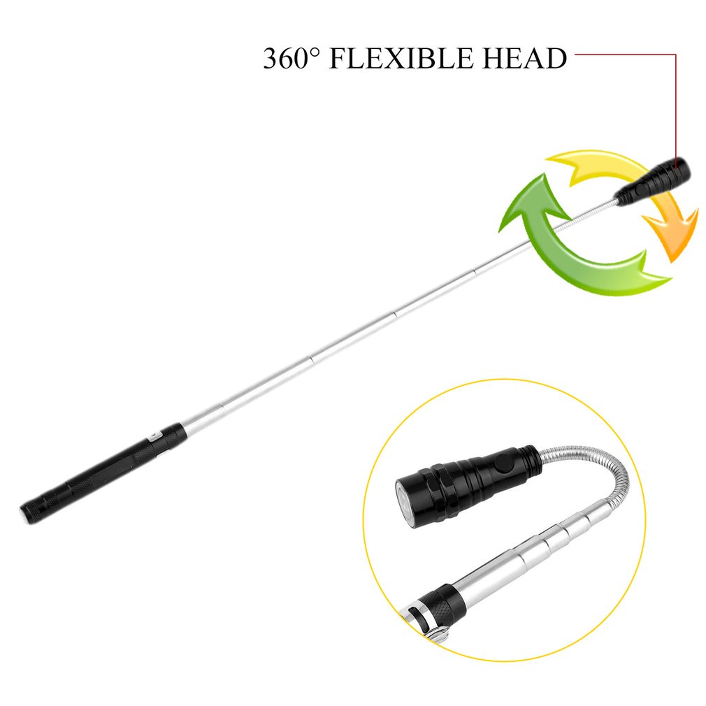 360° Flexibleized Head Hard Wearing Aluminum Case Telescopic Flexible 3 Led Flashlight Pick Up Tool Lamp Light [Q/3]