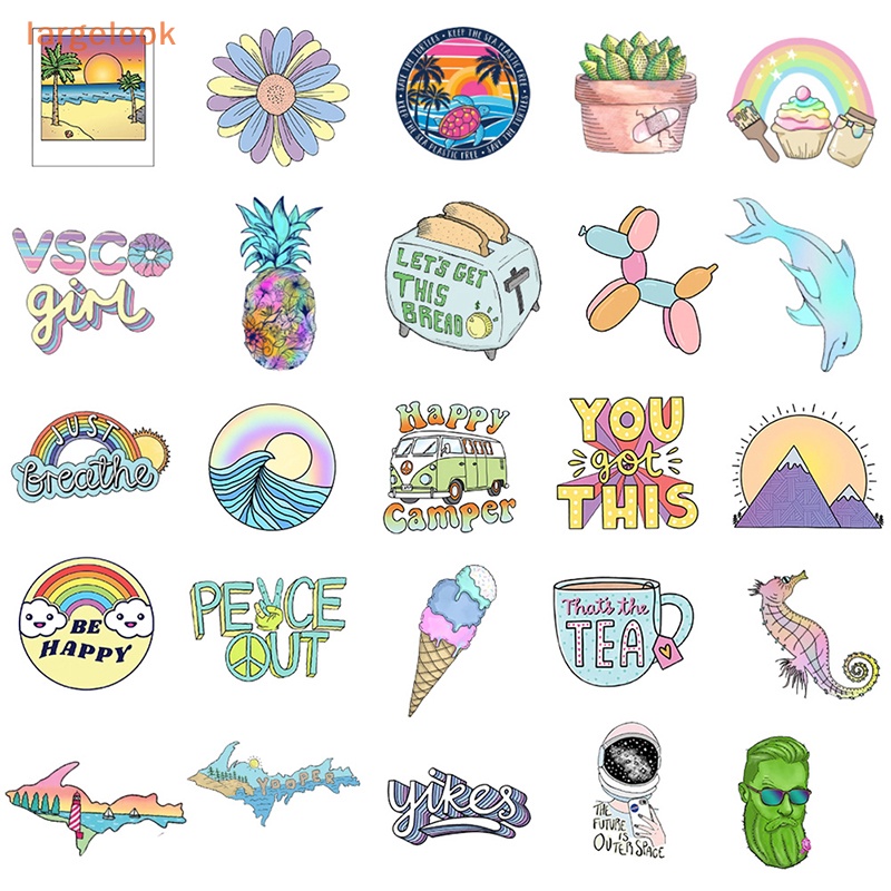 Bộ 50 Miếng Dán Chống Thấm Nước Cho Chai Nước / Laptop / Điện Thoại