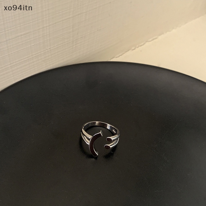 Tn Nhẫn Hở Màu Bạc Hình Mặt Cười Độc Đáo Có Thể Điều Chỉnh Cho Nữ Sinh