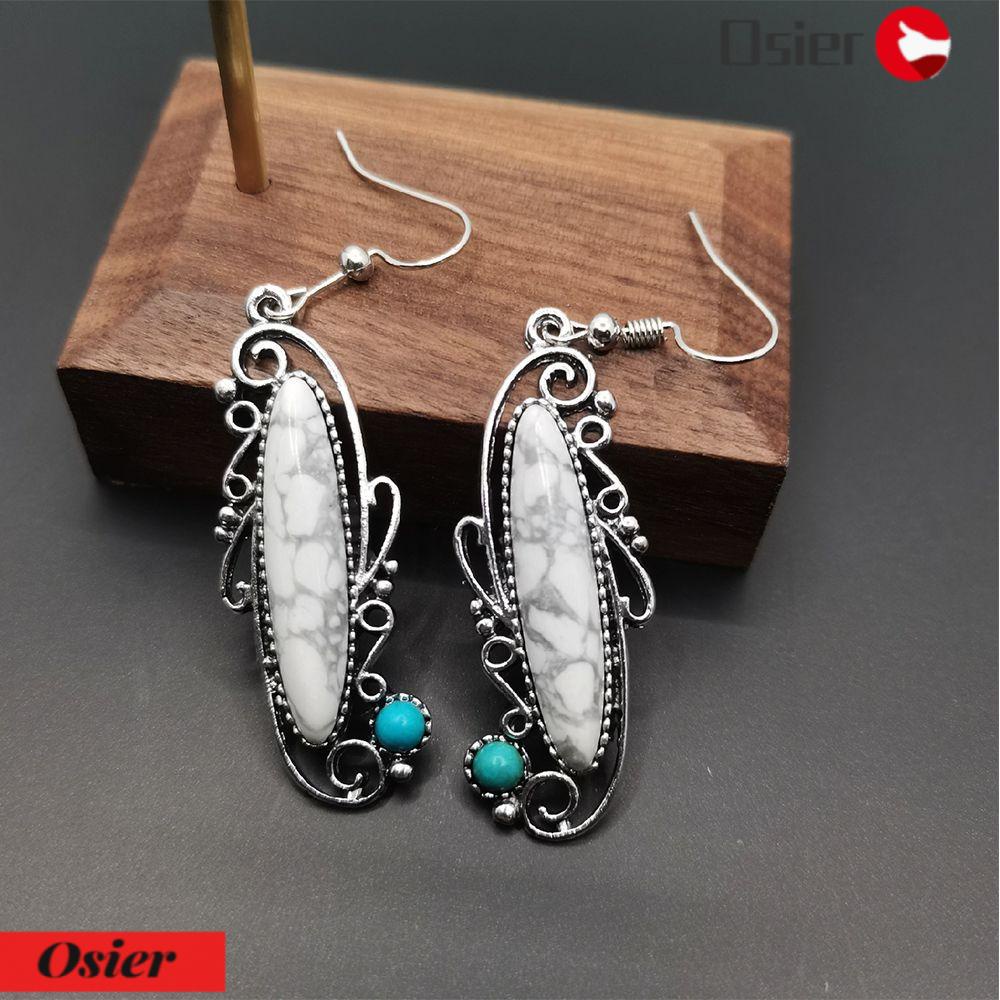 Bông Tai Kim Loại Dáng Dài Phong Cách Retro OSIER1 OSIER1 Thời Trang Cho Nữ