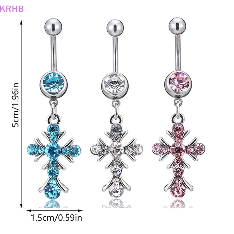 Khuyên Rốn Bằng Thép Không Gỉ Đính Đá Hình Chữ Thập Sáng Tạo Mới