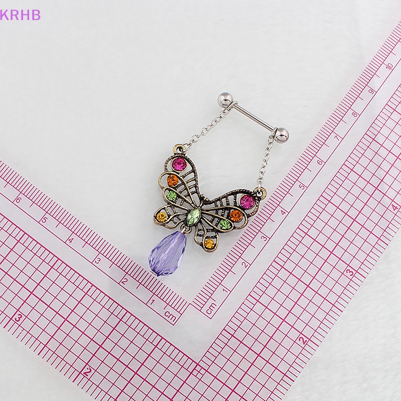 Khuyên Nhũ Hoa Bằng Thép Không Gỉ Màu Đồng Hình Bướm Sáng Tạo Quyến Rũ Cho Nữ Mới