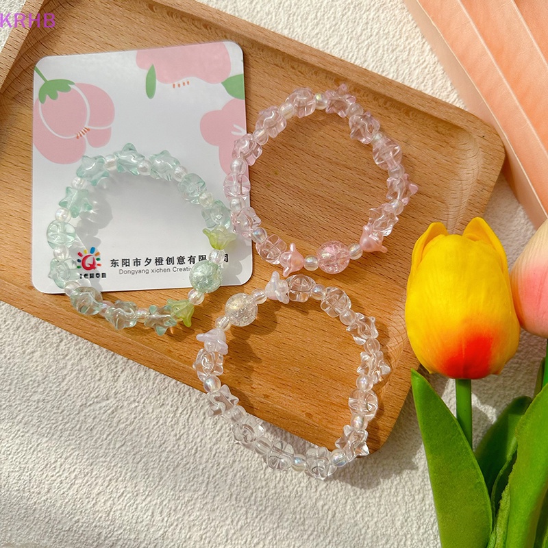 Vòng Tay Chuỗi Hạt Hình Ngôi Sao Năm Cánh Màu Trong Suốt Handmade Dễ Thương Dành Cho Học Sinh Nữ Mới