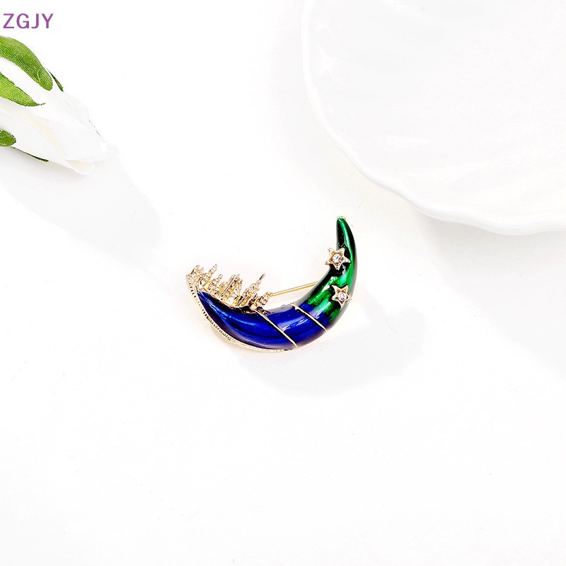 Ghim Cài Áo Hình Lâu Đài Và Mặt Trăng Tráng Men Thời Trang Cho Nữ Mới