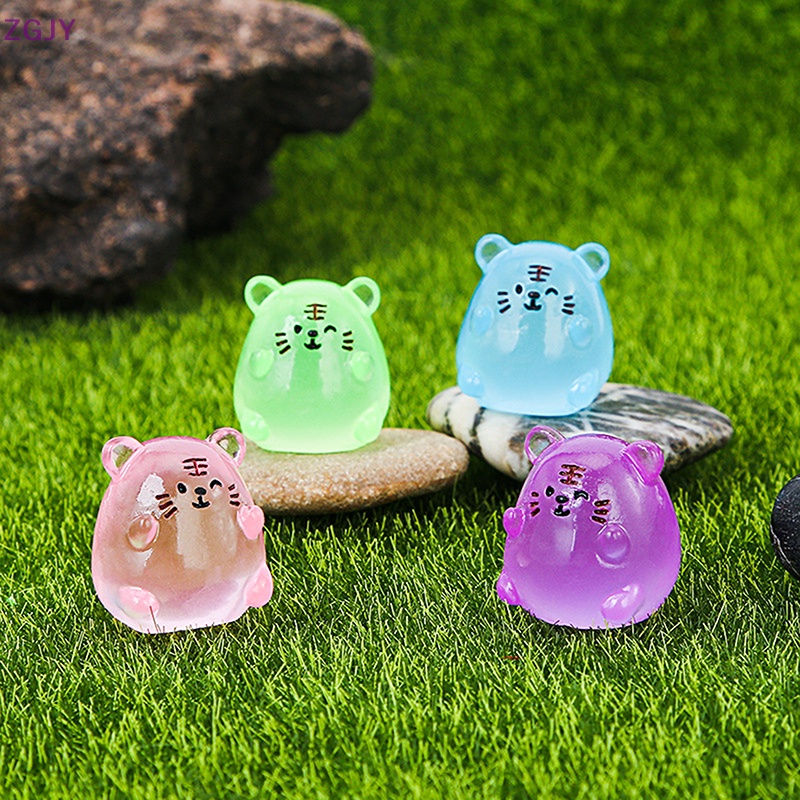 Set 2 Tượng Hổ Dạ Quang Thu Nhỏ Bằng Nhựa Resin Thủ Công Dễ Thương Sáng Tạo Dành Cho Trang Trí Tiểu Cảnh Mới