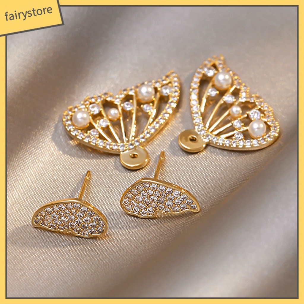 1 Đôi Bông Tai Hình Bươm Bướm Đính Đá Thời Trang Dành Cho Nữ