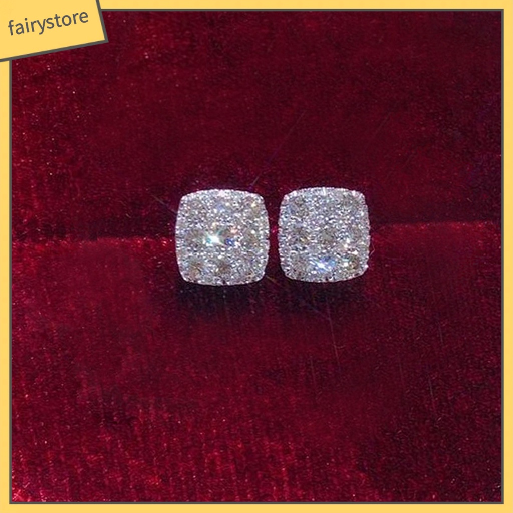 1 Cặp Bông Tai Đính Đá Bằng Đồng Thiết Kế Tối Giản Thời Trang Cho Nữ