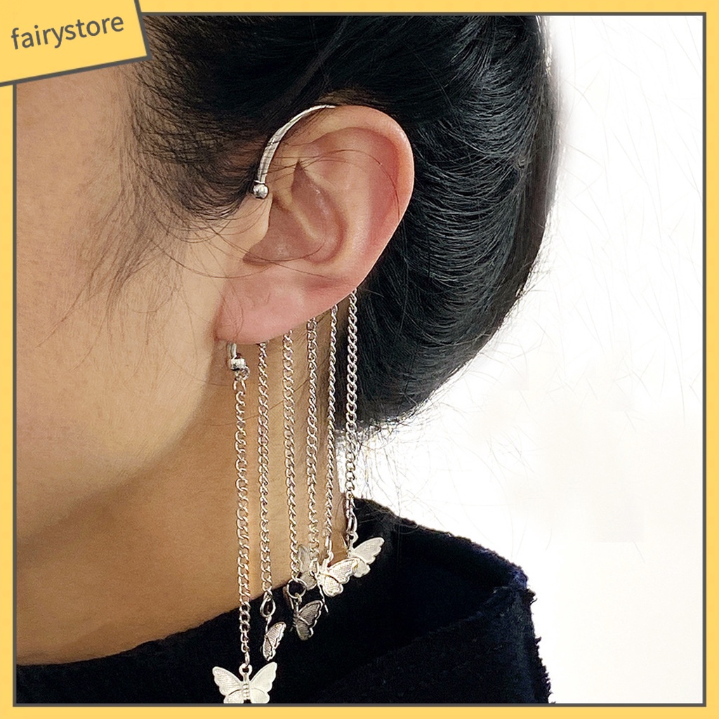 1 Bông Tai Dài Hình Bướm Đính Đá Lấp Lánh Dành Cho Nữ