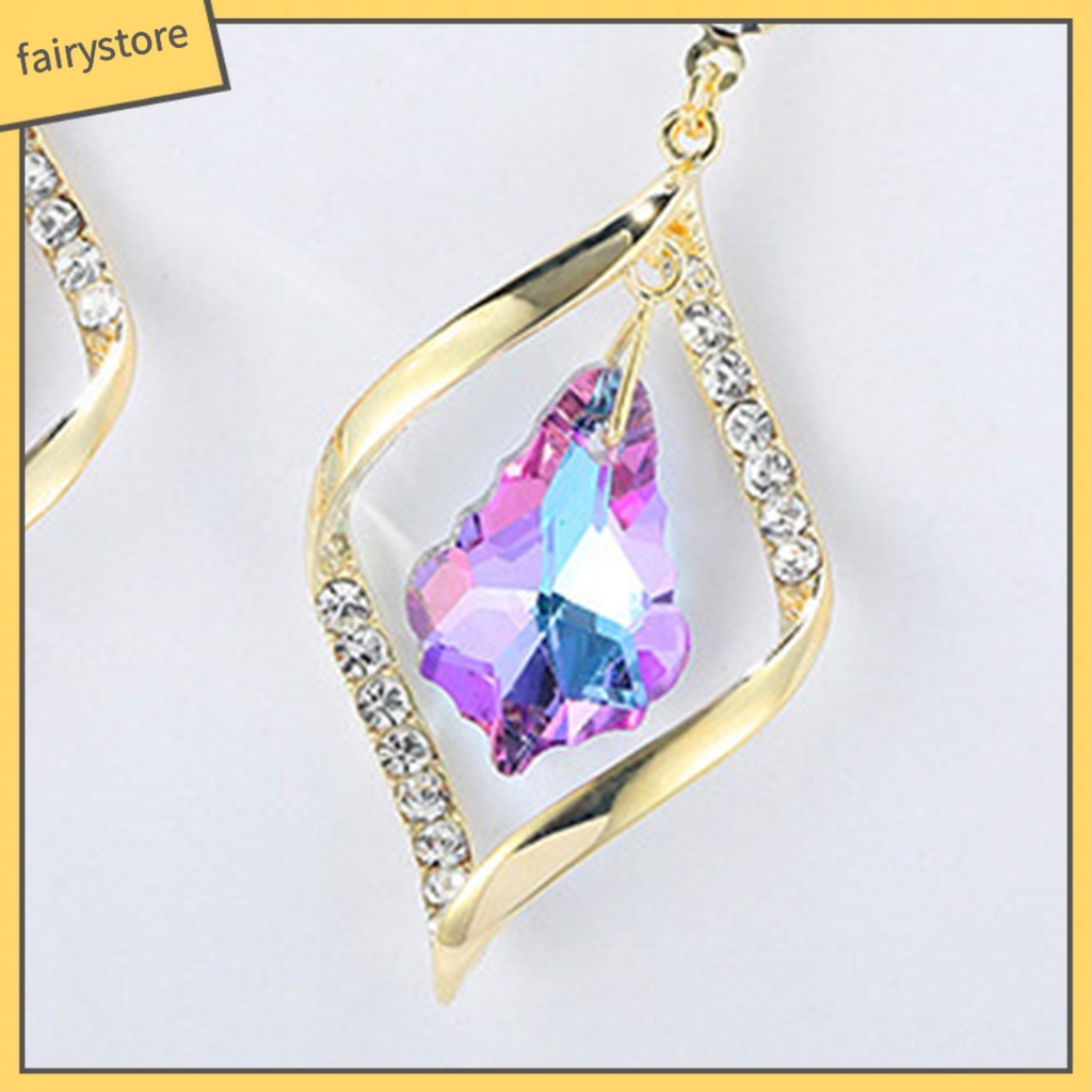 1 Đôi Bông Tai Dáng Dài Đính Đá Lấp Lánh Thời Trang Cho Nữ