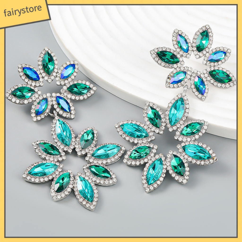 1 Đôi Bông Tai Nhiều Lớp Đính Đá Sang Trọng