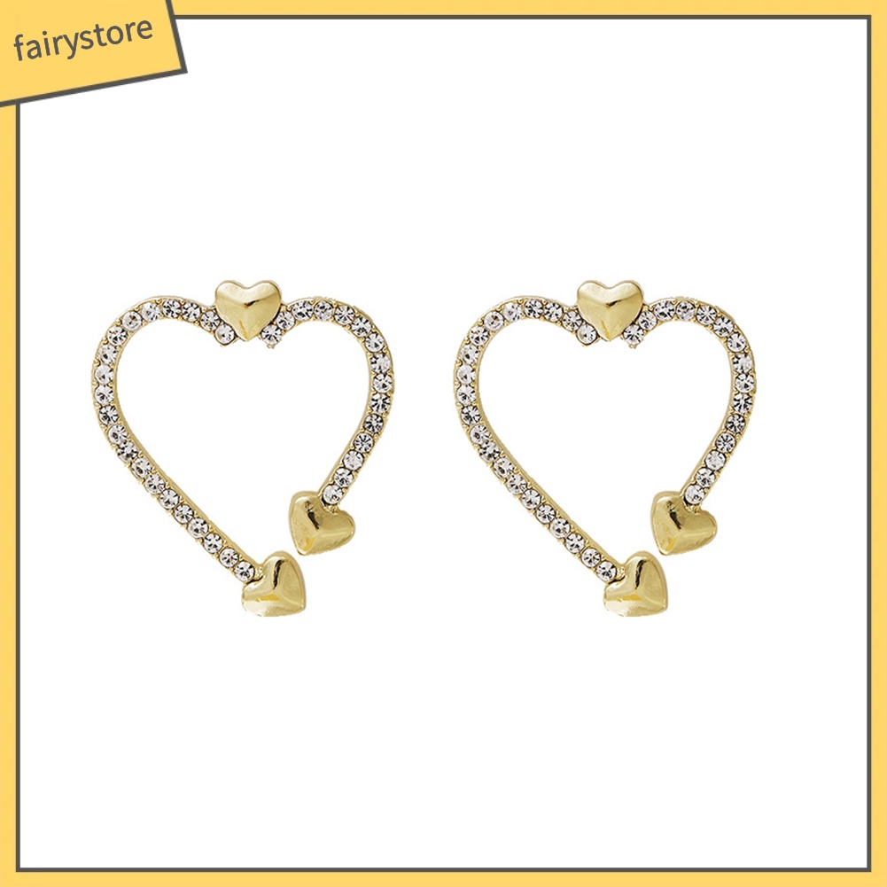 Bông Tai Hình Trái Tim Bằng Kim Loại Thời Trang Dành Cho Nữ