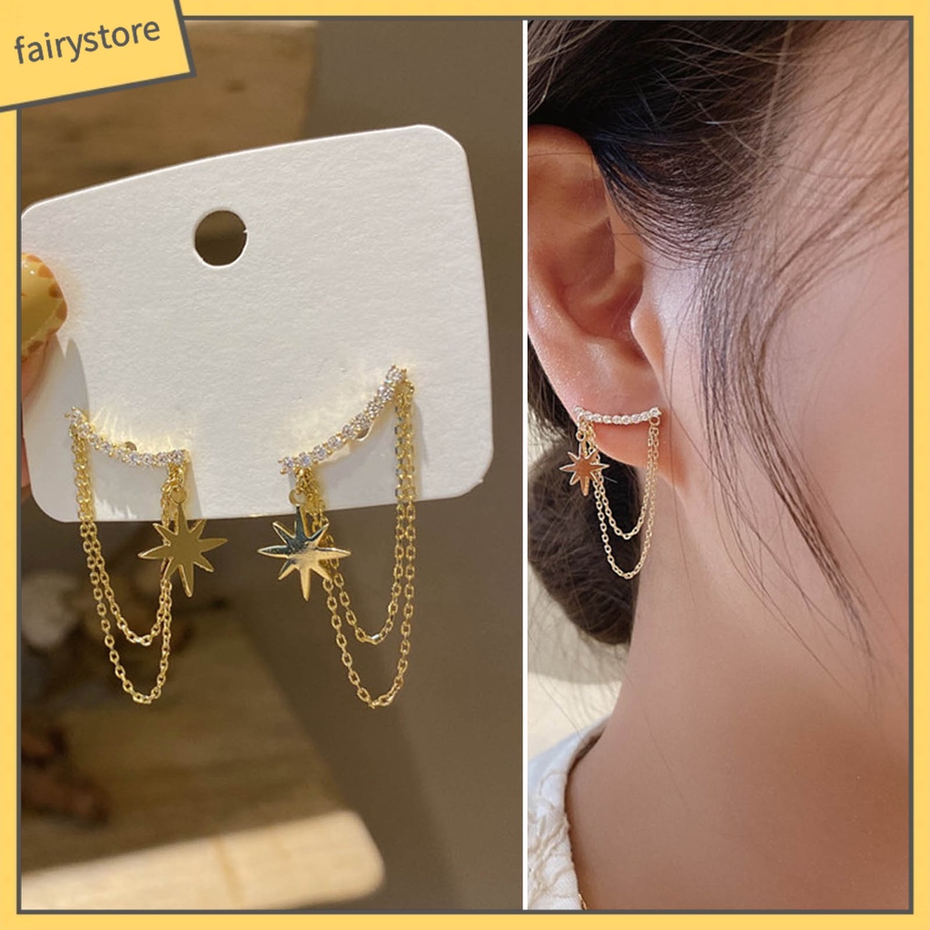 1 Cặp Bông Tai Tua Rua Đính Đá Lấp Lánh Cho Nữ