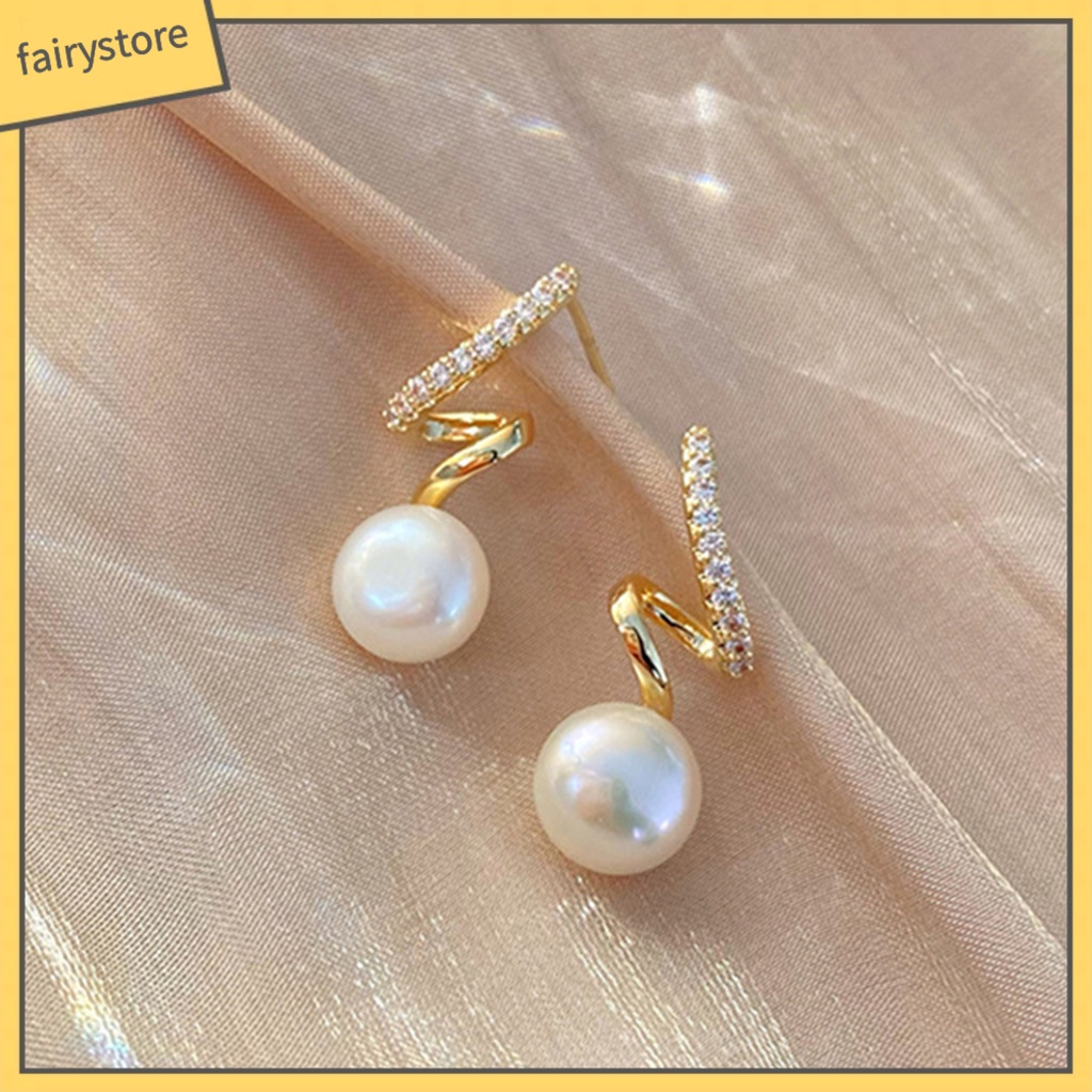 1 Đôi Bông Tai Đính Ngọc Trai Nhân Tạo Phong Cách Hàn Quốc