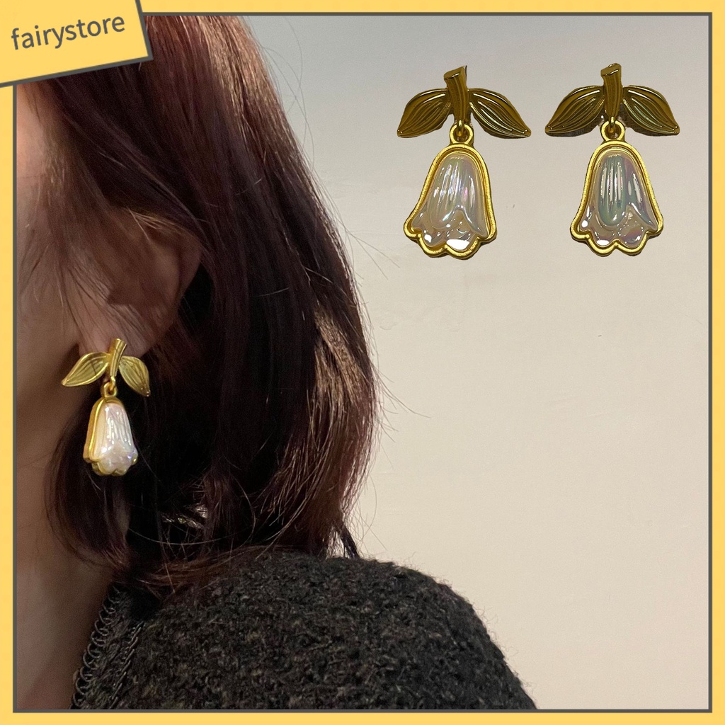 1 Đôi Bông Tai Hình Giọt Nước Họa Tiết Hoa Phong Cách Thời Trung Cổ Dành Cho Nữ