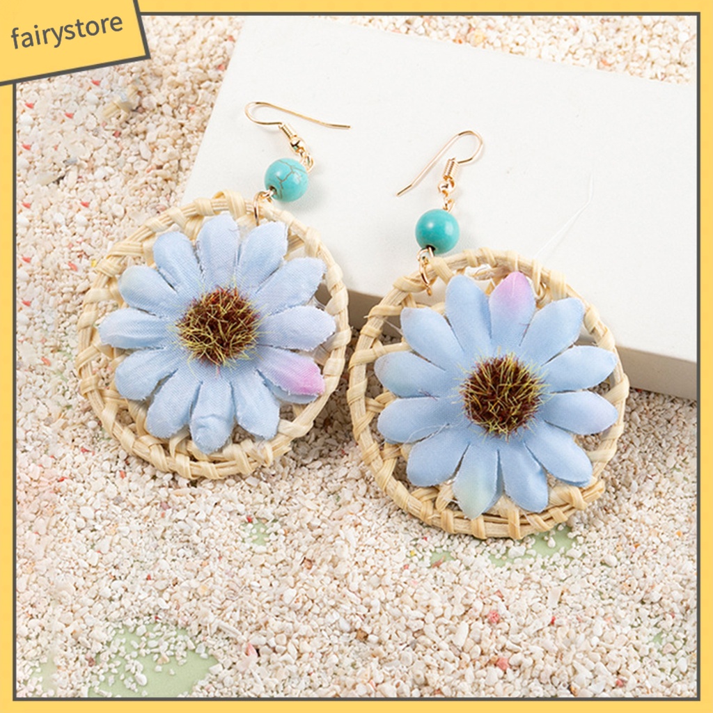 1 Đôi Bông Tai Hình Học Dáng Dài Hình Hoa Thời Trang Cho Nữ